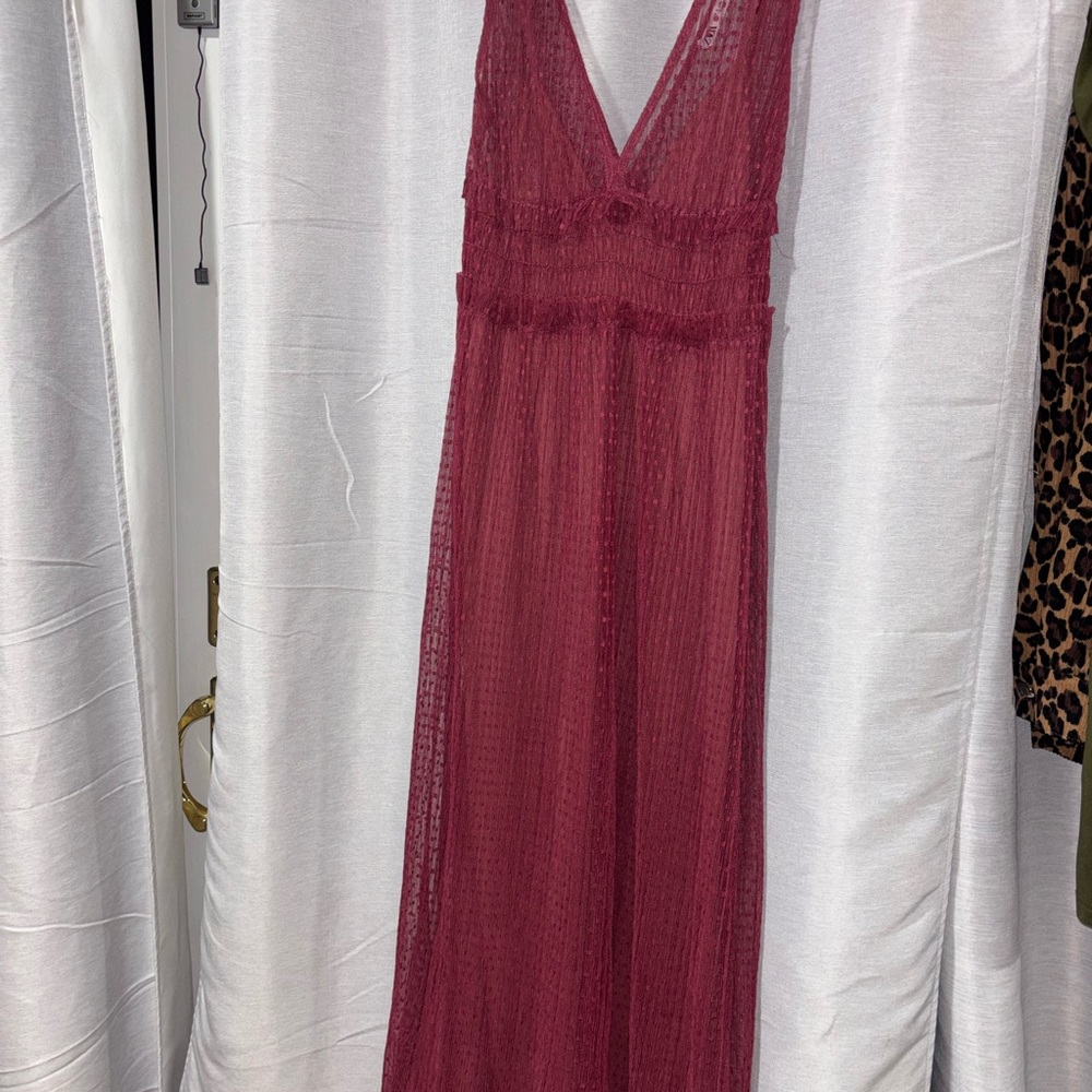 Zara Burgundy Lace Maxi Dress